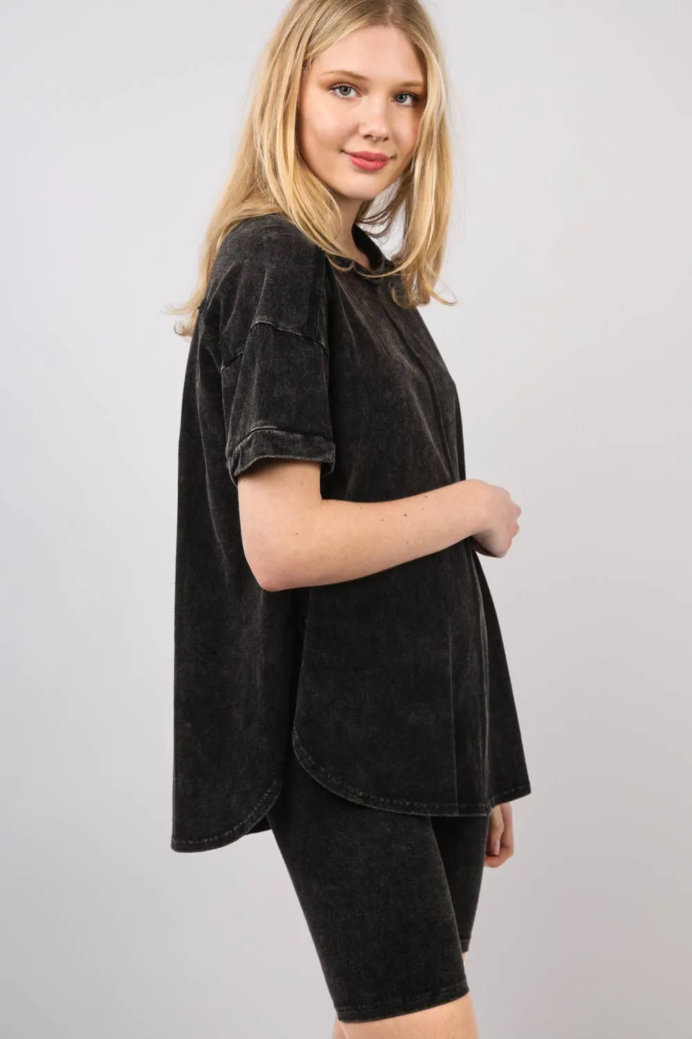 ✅ Washed Stretchy Knit Activewear Top & Shorts NT11-5905