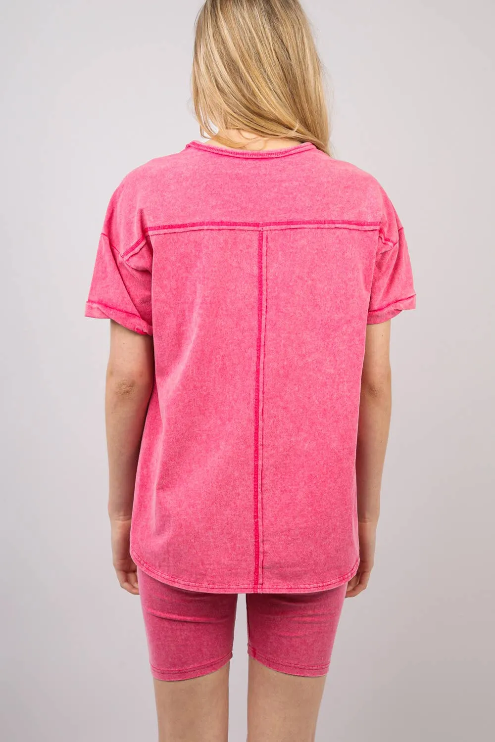 ✅ Washed Stretchy Knit Activewear Top & Shorts NT11-5905