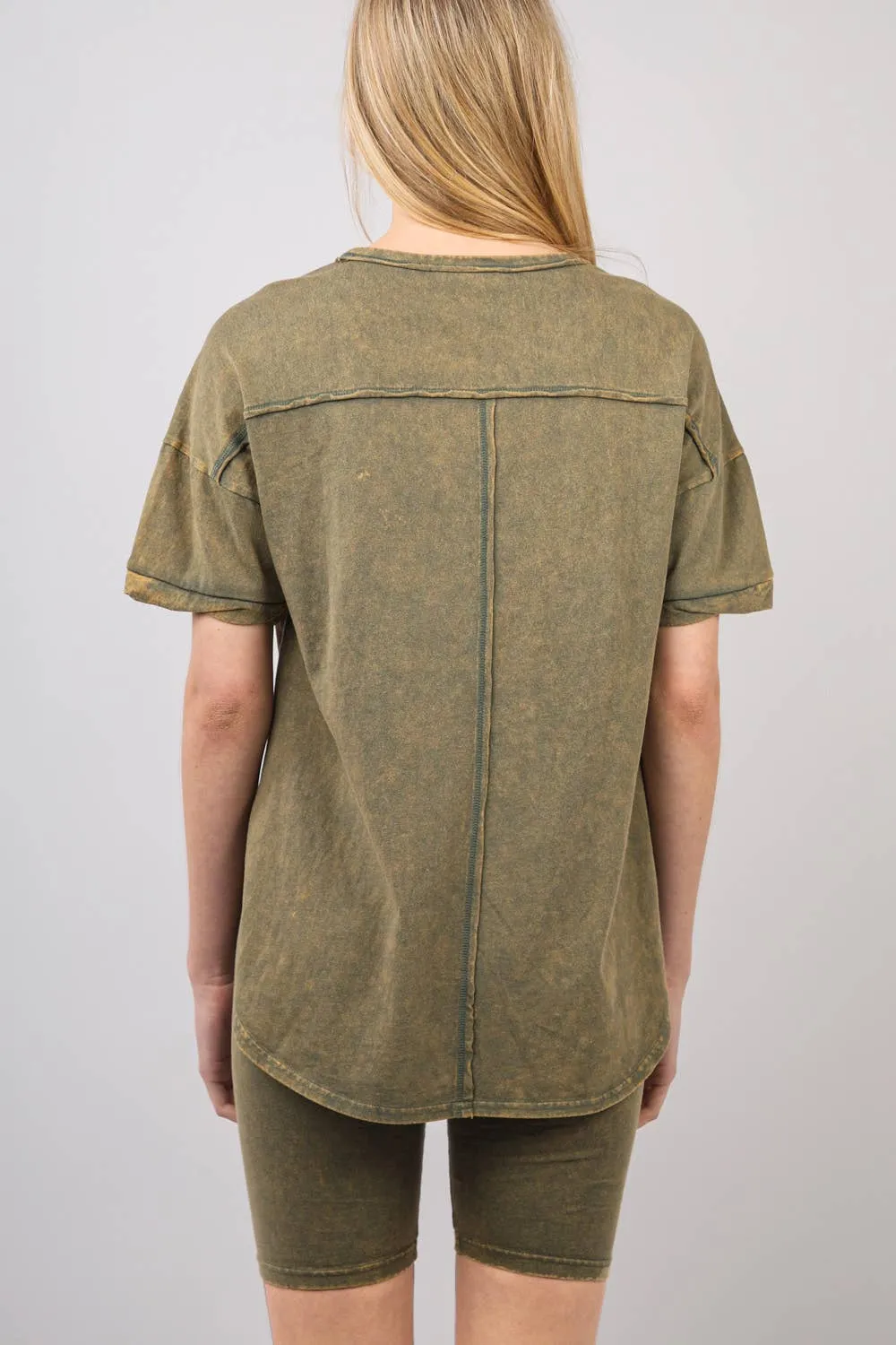 ✅ Washed Stretchy Knit Activewear Top & Shorts NT11-5905