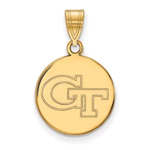 10K Yellow Gold Georgia Institute of Technology Medium Disc Pendant