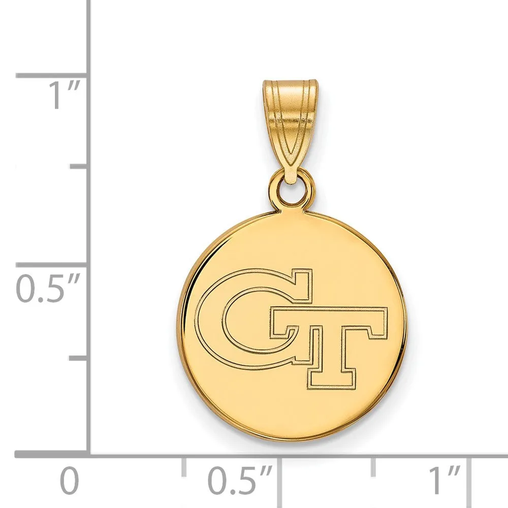 10K Yellow Gold Georgia Institute of Technology Medium Disc Pendant