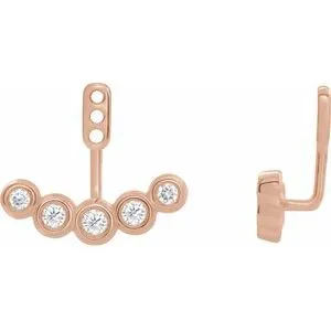 14K Rose 1/4 CTW Diamond Curved Front-Back Earring Jackets