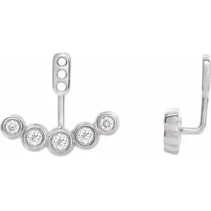 14K White 1/4 CTW Diamond Curved Front-Back Earring Jackets