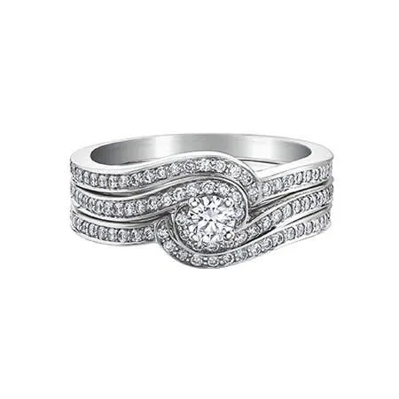14K White Gold (0.38ct) Canadian Maple Leaf Diamond Engagement Ring