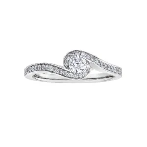 14K White Gold (0.38ct) Canadian Maple Leaf Diamond Engagement Ring