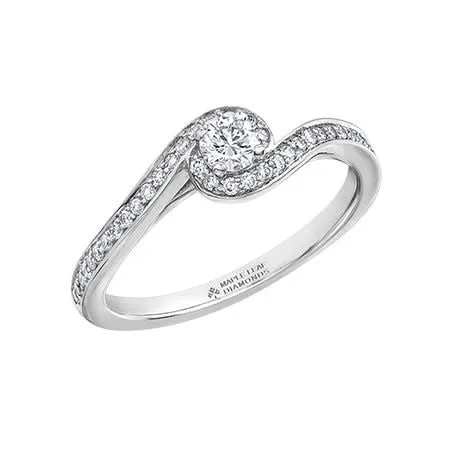 14K White Gold (0.38ct) Canadian Maple Leaf Diamond Engagement Ring