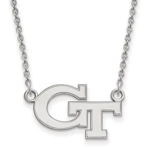 14k White Gold Georgia Tech G-T Small Pendant Necklace