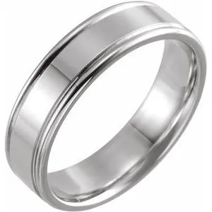14K X1 White 6 mm Grooved Band Size 9.5