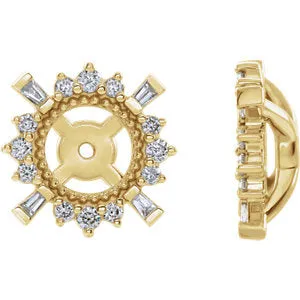 14K Yellow 1/6 CTW Diamond Earrings Jackets with 4.9 mm ID
