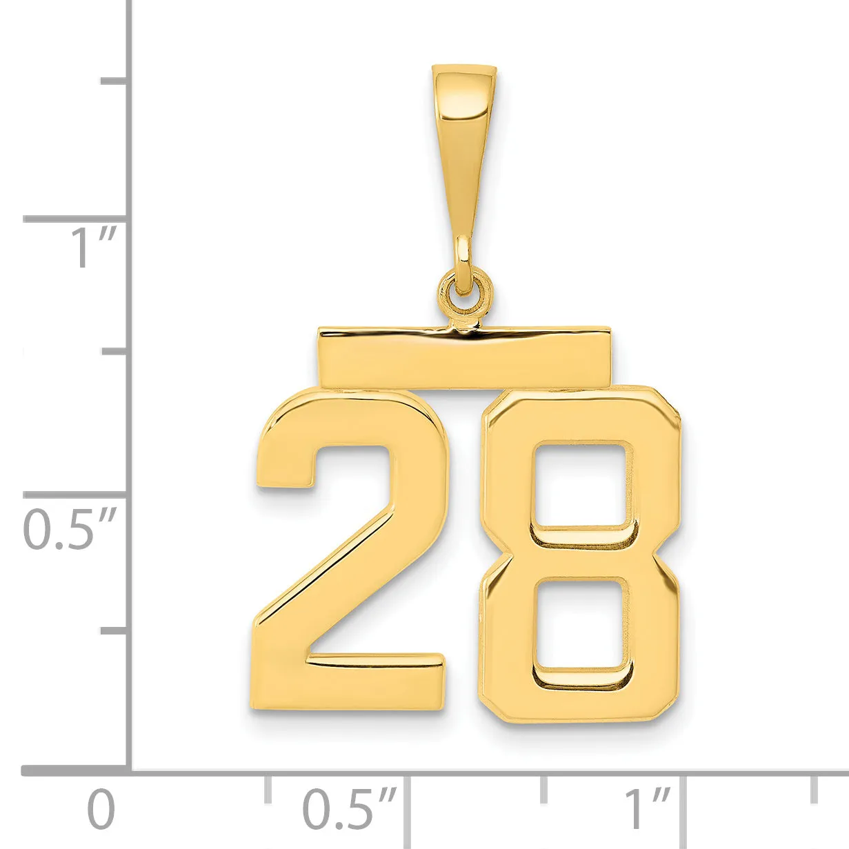 14k Yellow Gold Medium Polished Number 28 Charm