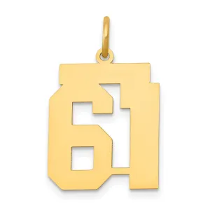 14K Yellow Gold Polished Finish Medium Size Number 61 Charm Pendant