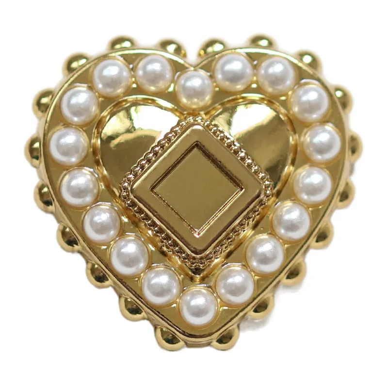 18/23MM Tea Gold Heart Pearl Alloy Shank Vintage Coat Buttons 20pcs
