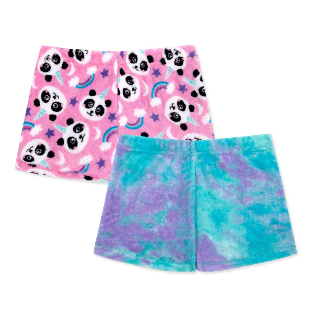 2 Pack Girls Fleece Pajama Shorts