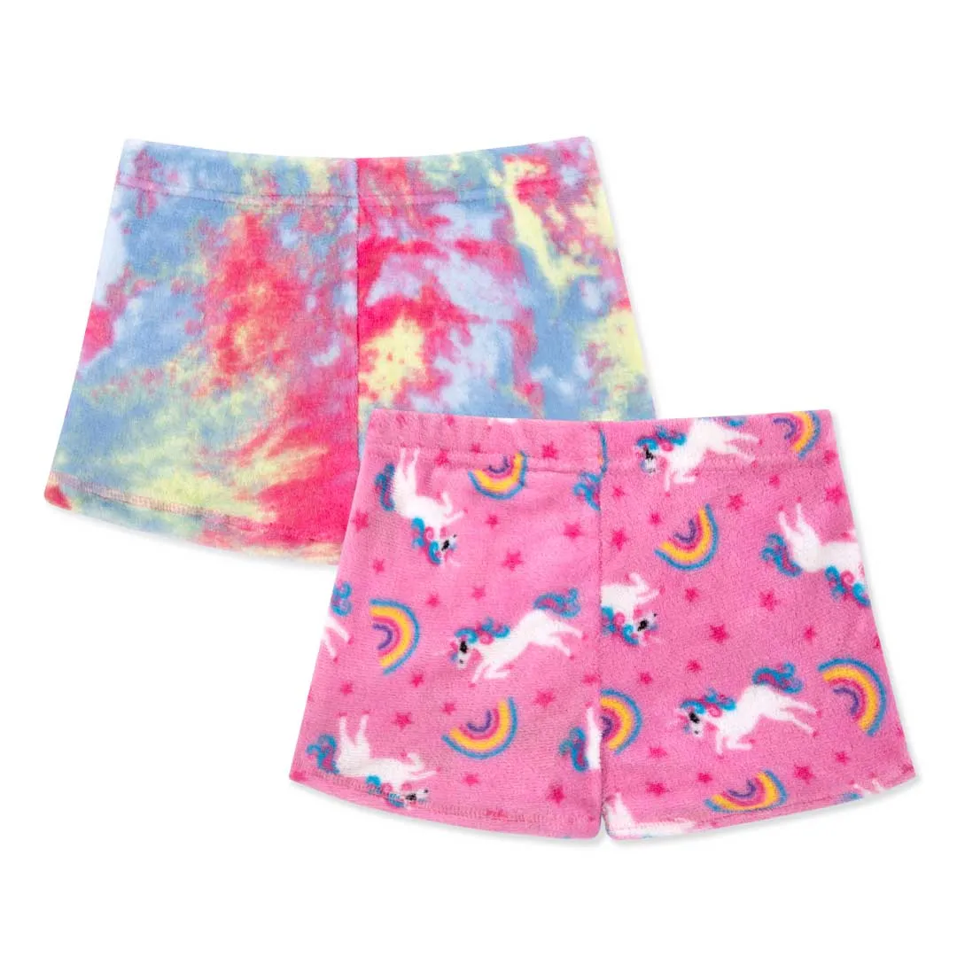 2 Pack Girls Fleece Pajama Shorts