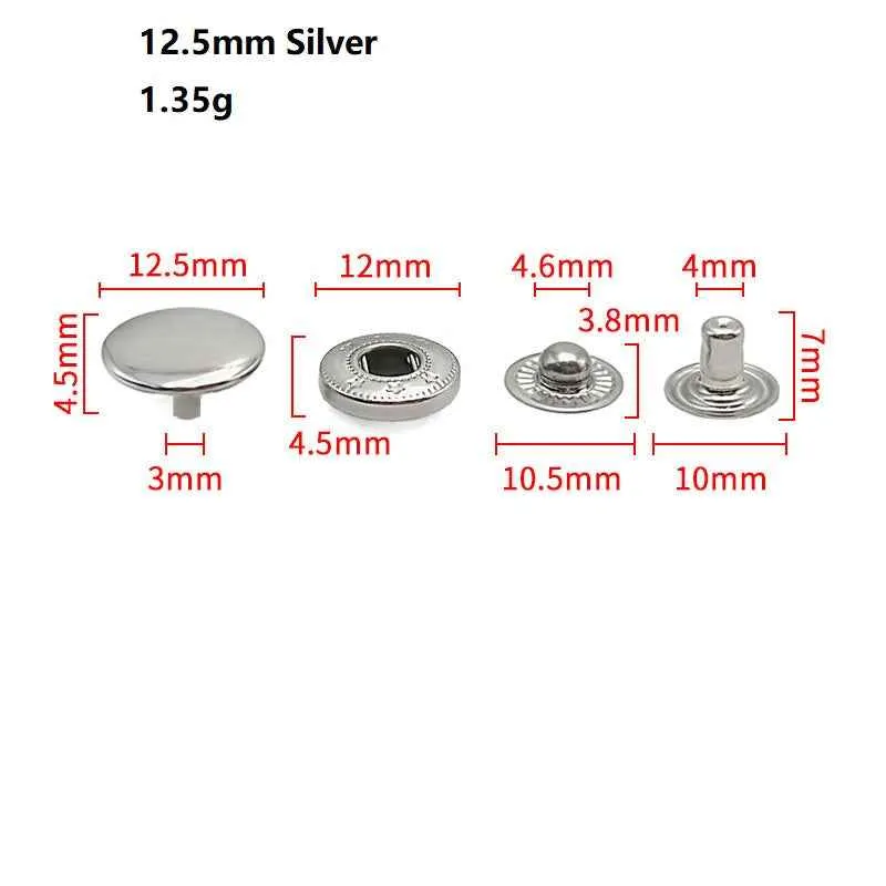 4in1 Stainless Steel Snap Buttons for Women's Wallets Coats 40pcs
