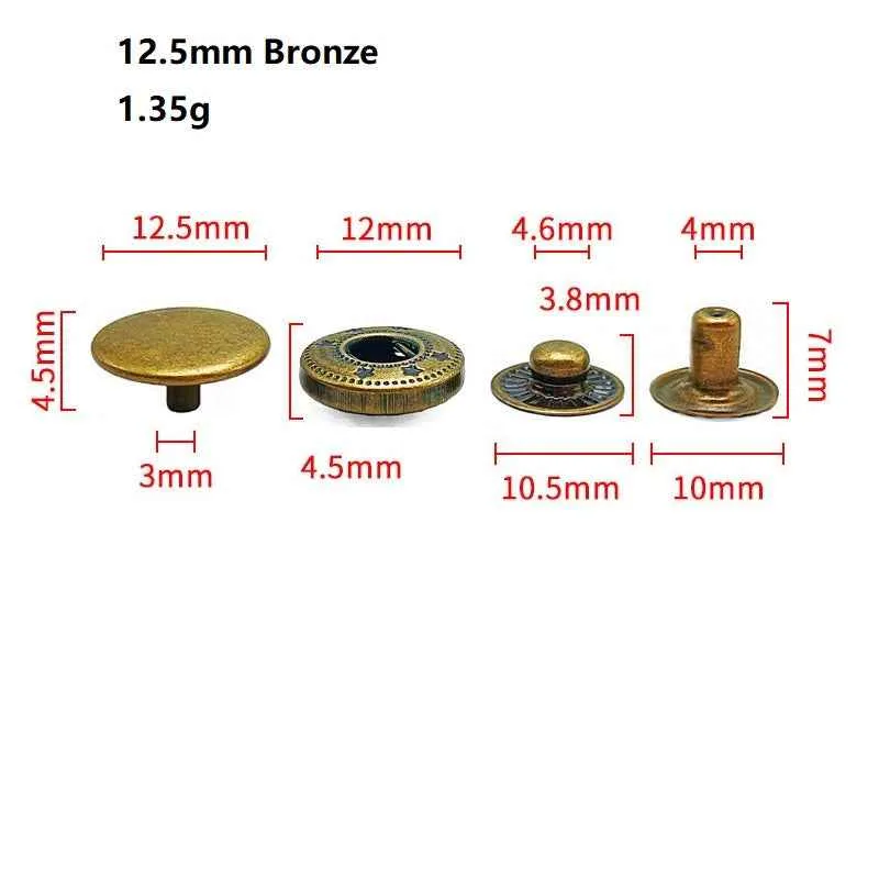 4in1 Stainless Steel Snap Buttons for Women's Wallets Coats 40pcs
