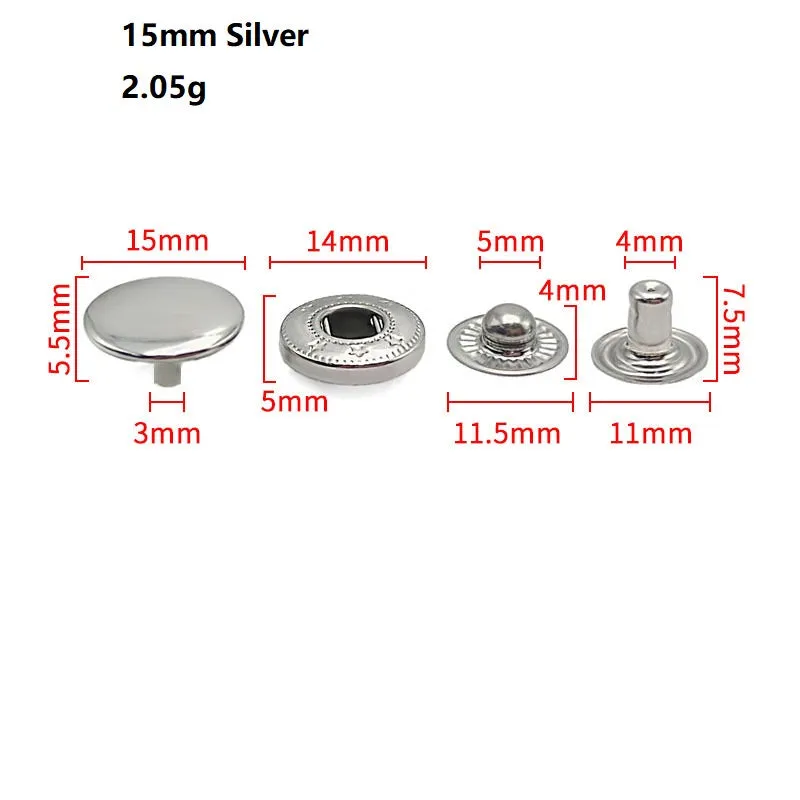 4in1 Stainless Steel Snap Buttons for Women's Wallets Coats 40pcs