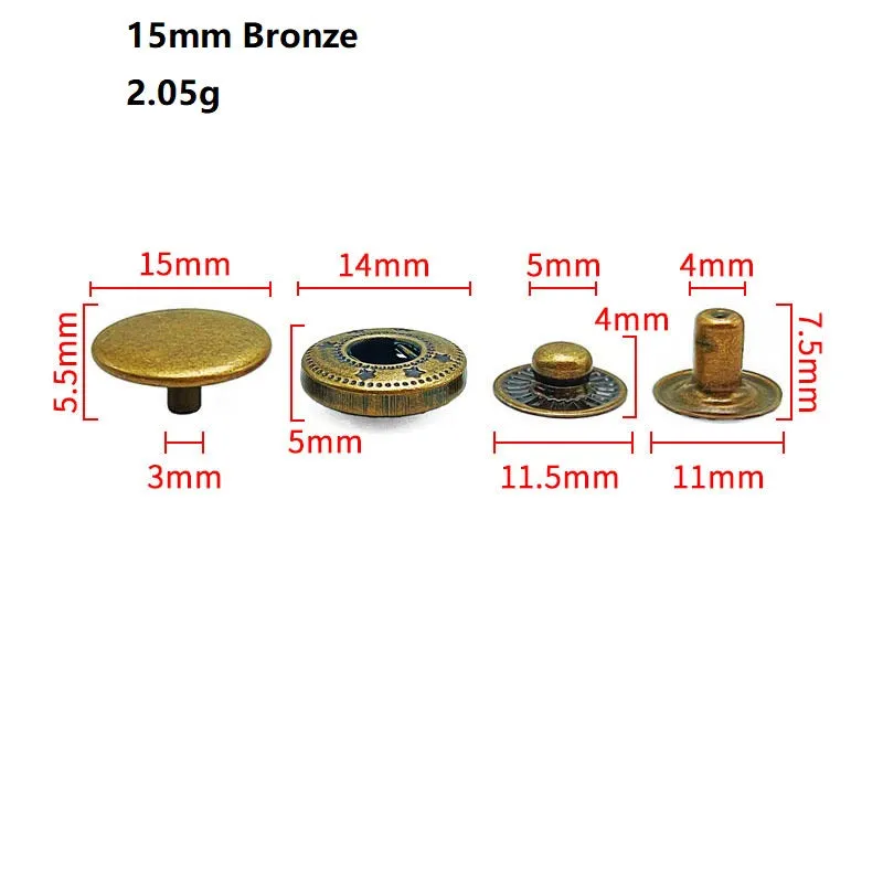 4in1 Stainless Steel Snap Buttons for Women's Wallets Coats 40pcs