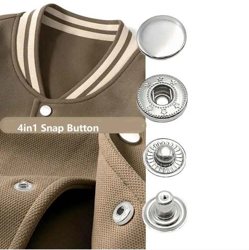 4in1 Stainless Steel Snap Buttons for Women's Wallets Coats 40pcs