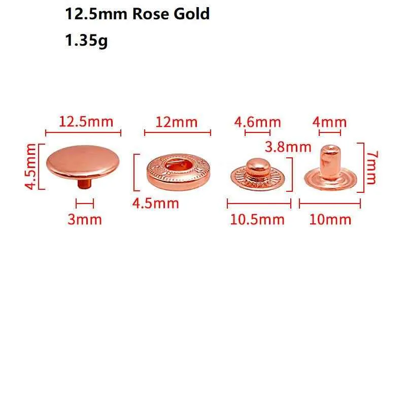 4in1 Stainless Steel Snap Buttons for Women's Wallets Coats 40pcs