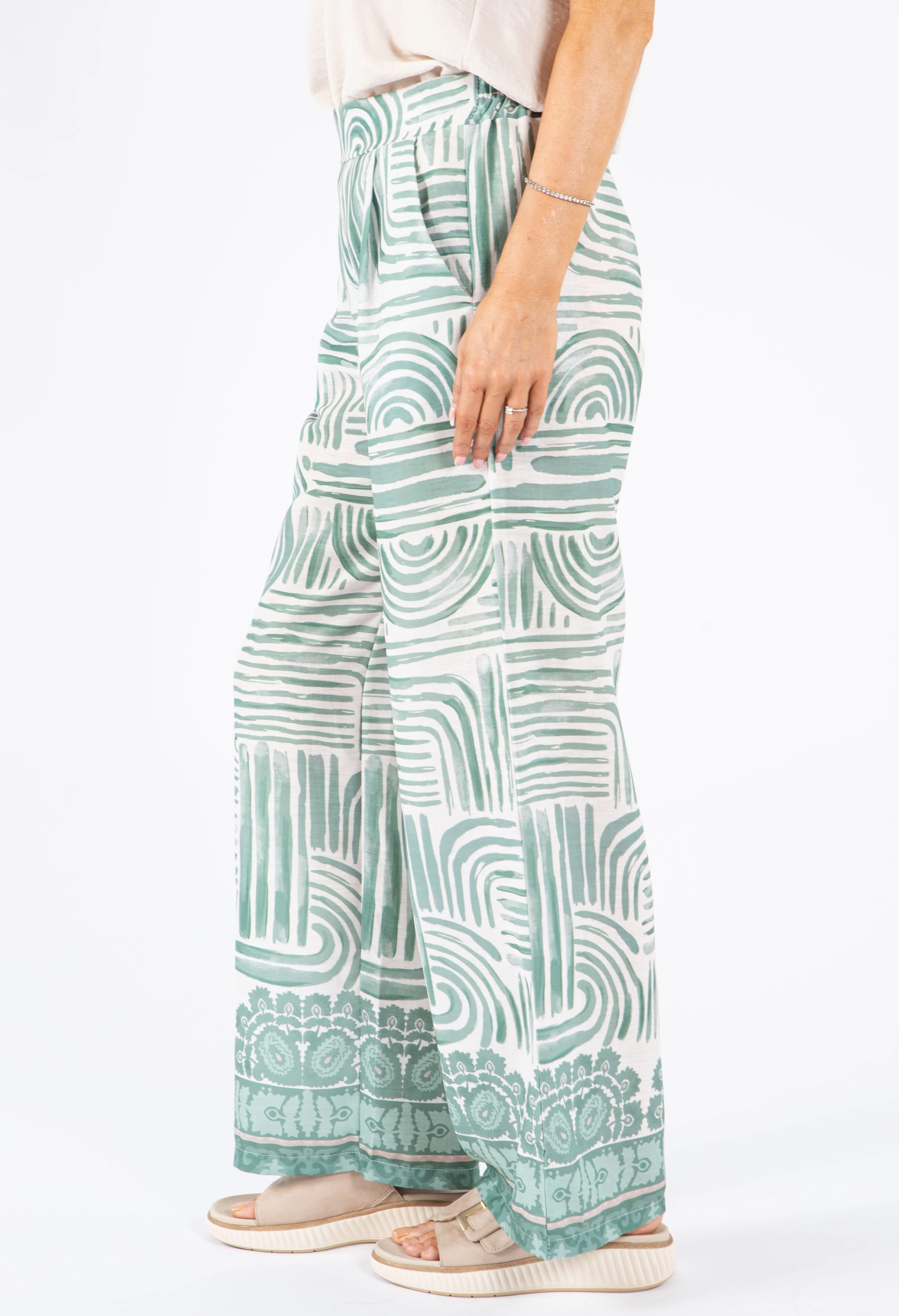 Abstract Print Wide Leg Trousers