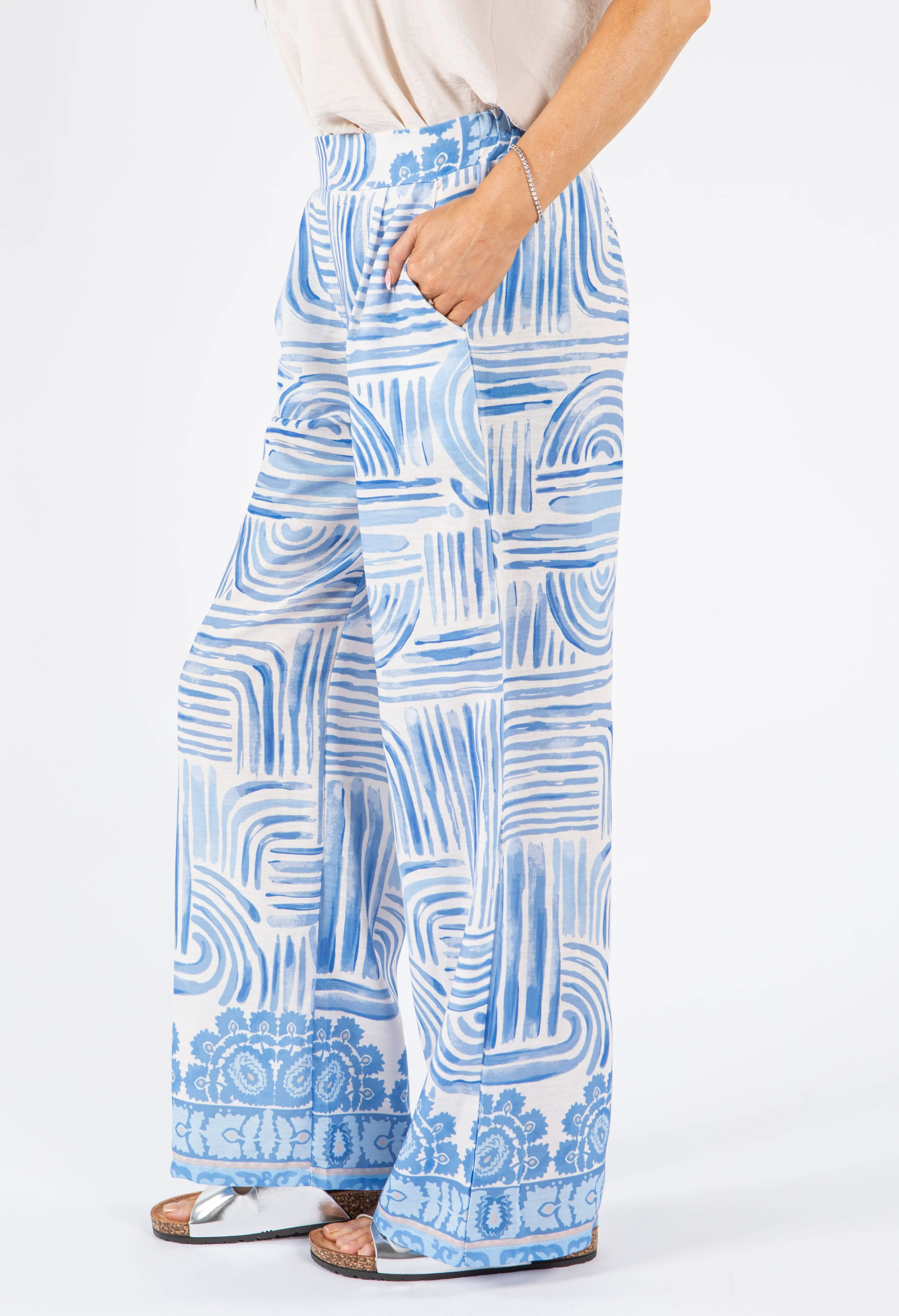 Abstract Print Wide Leg Trousers