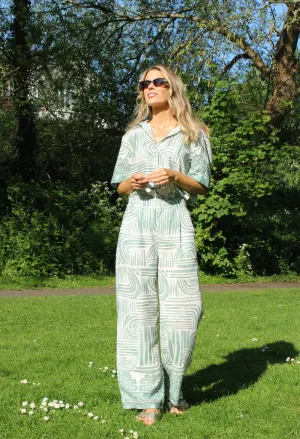 Abstract Print Wide Leg Trousers