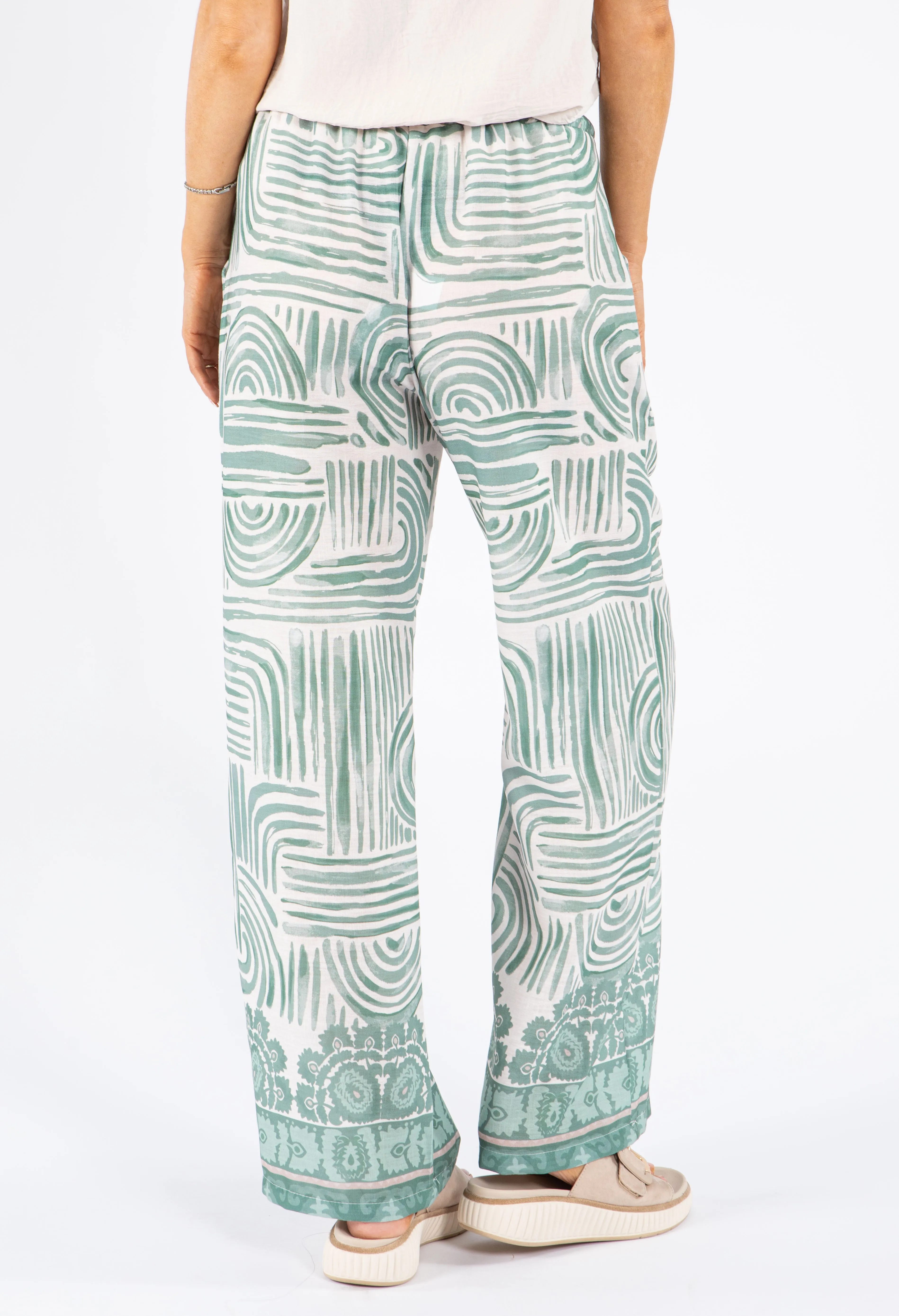 Abstract Print Wide Leg Trousers