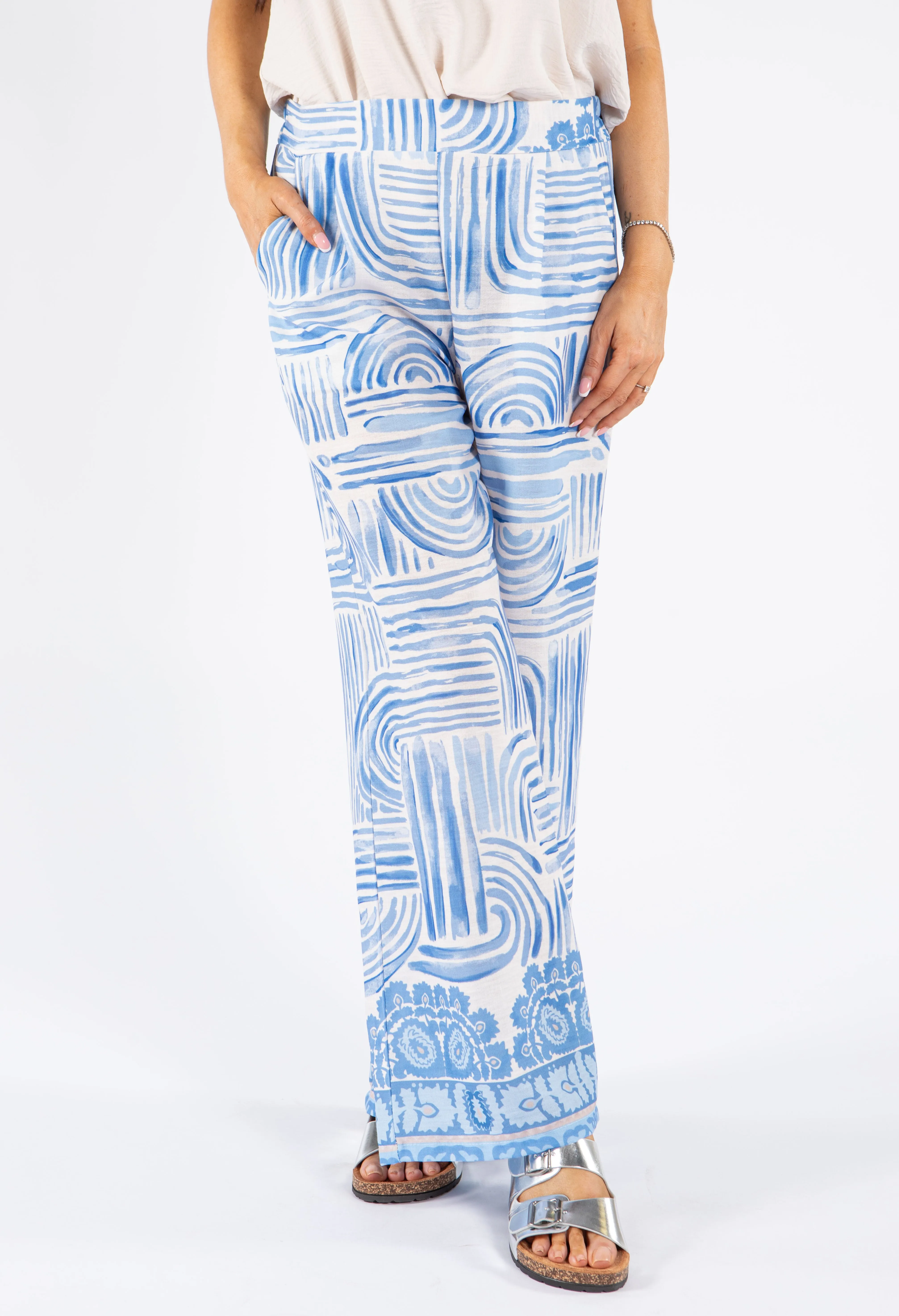 Abstract Print Wide Leg Trousers
