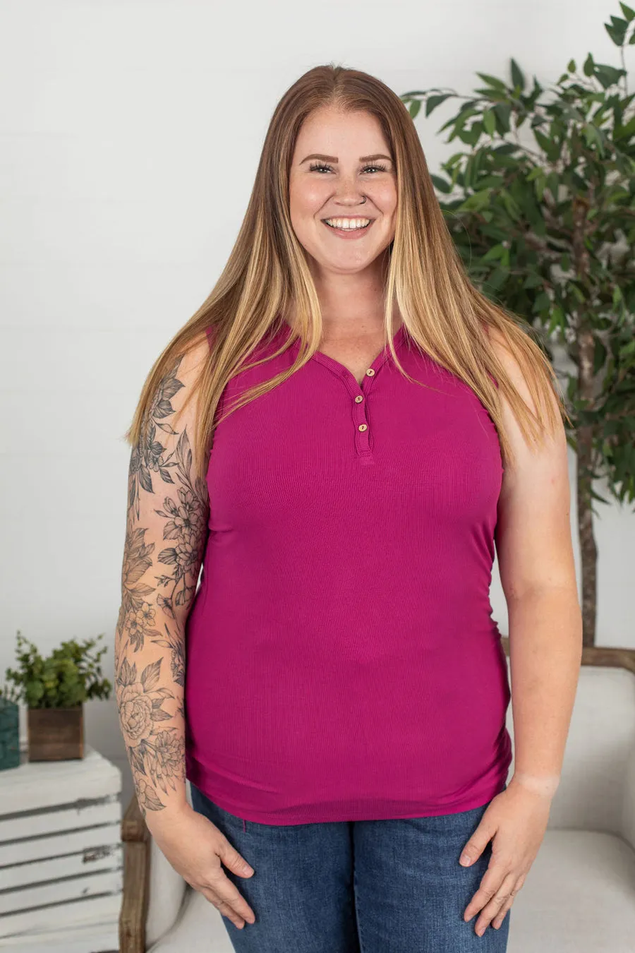 Addison Henley Tank - Berry