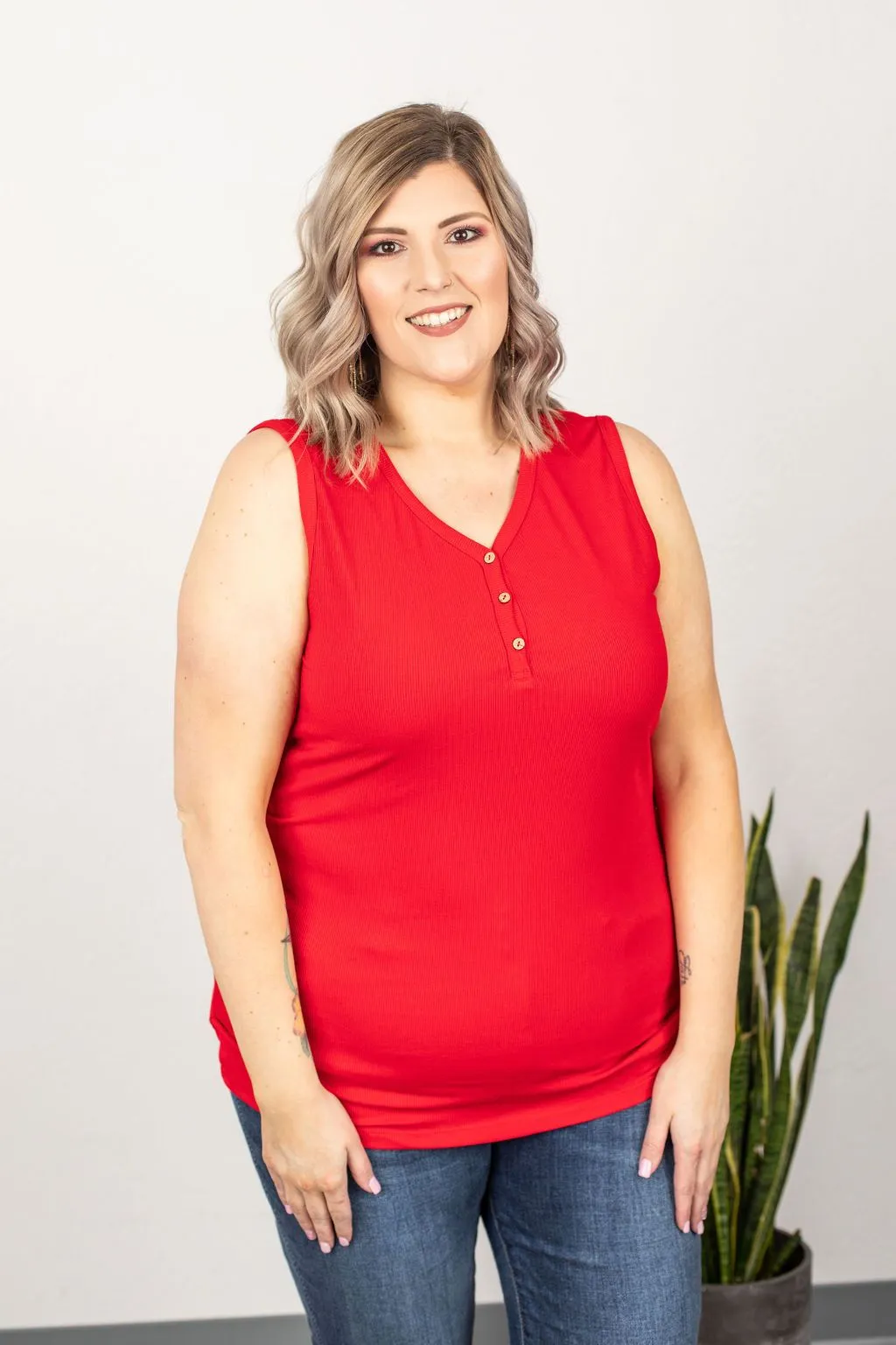 Addison Henley Tank - Red