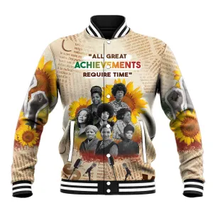 African Achievements Baseball Jacket Civil Rights Female Leaders Sunflower DT04