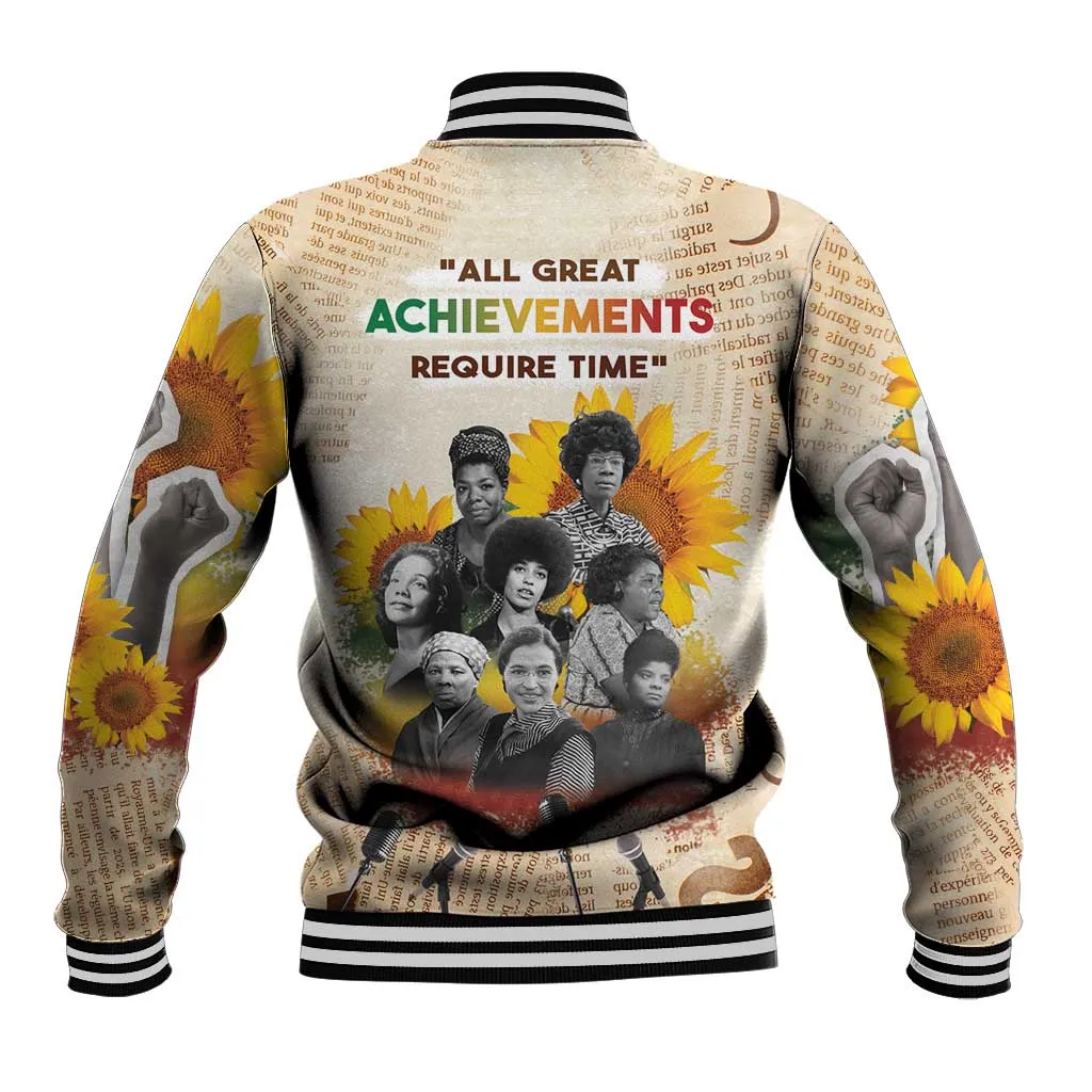 African Achievements Baseball Jacket Civil Rights Female Leaders Sunflower DT04