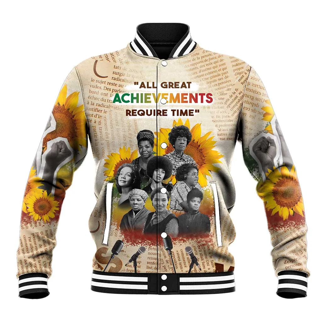 African Achievements Baseball Jacket Civil Rights Female Leaders Sunflower DT04
