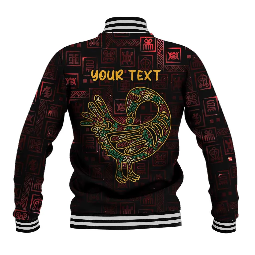 Afro-American Culture Baseball Jacket Adinkra Sankofa Bird - Cosmic Red LT7
