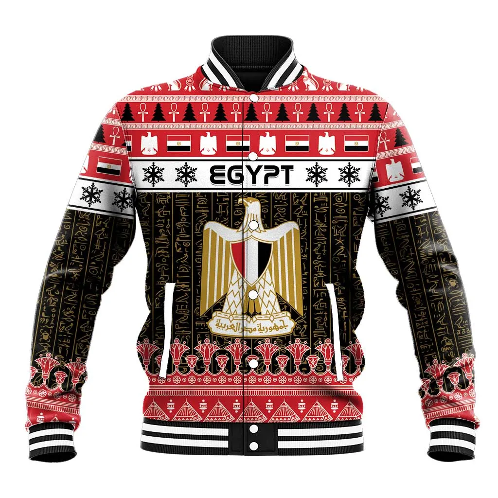 Afro Egypt Christmas Baseball Jacket Coat Of Arms Mix Egyptian Pattern LT15