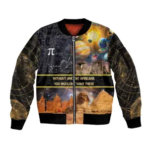 Afro Egyptian Pyramids Sleeve Zip Bomber Jacket Ancient African Achievements Galaxy DT04