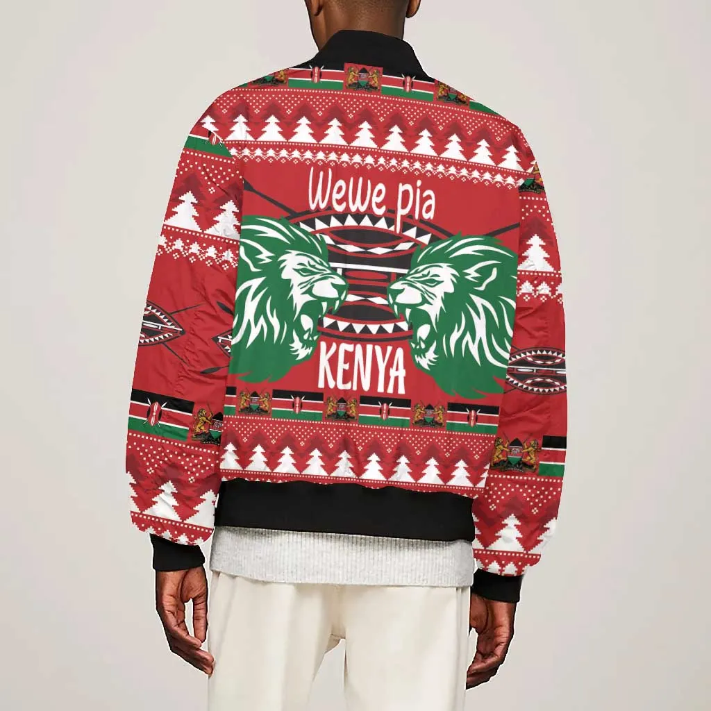 Afro Kenya Christmas Bomber Jacket Head Lion - Heri ya Krismasi LT18