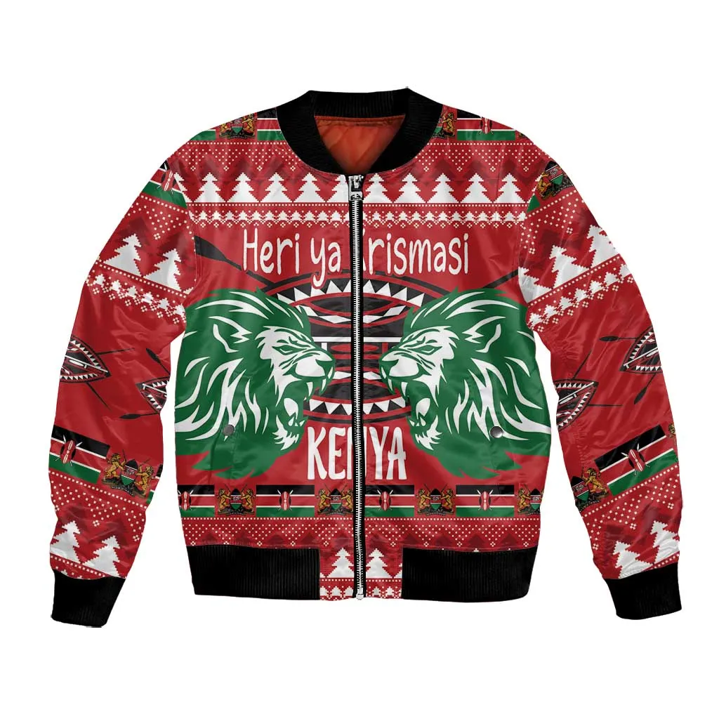 Afro Kenya Christmas Bomber Jacket Head Lion - Heri ya Krismasi LT18