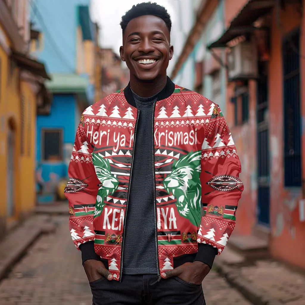 Afro Kenya Christmas Bomber Jacket Head Lion - Heri ya Krismasi LT18