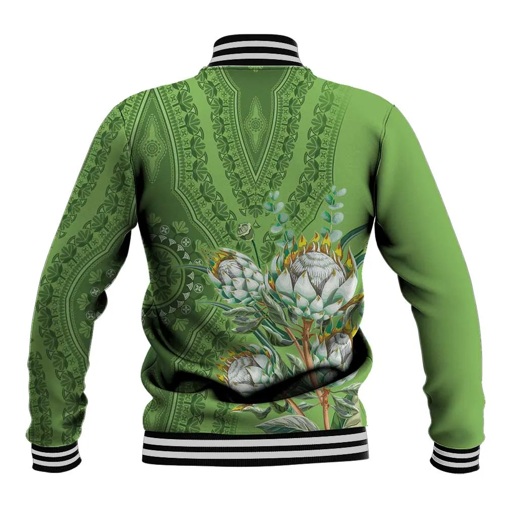 Afro King Proteas Dashiki Motif Baseball Jacket Green Style LT9