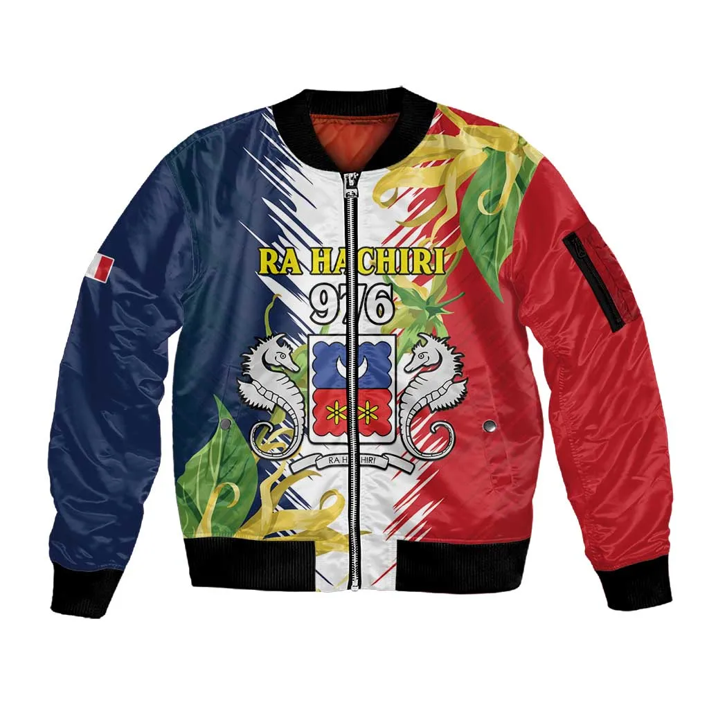 Afro Ra Hachiri 976 Sleeve Zip Bomber Jacket Coat Of Arms France Flag Style LT15