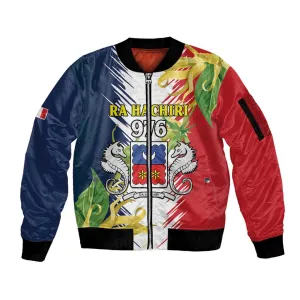 Afro Ra Hachiri 976 Sleeve Zip Bomber Jacket Coat Of Arms France Flag Style LT15