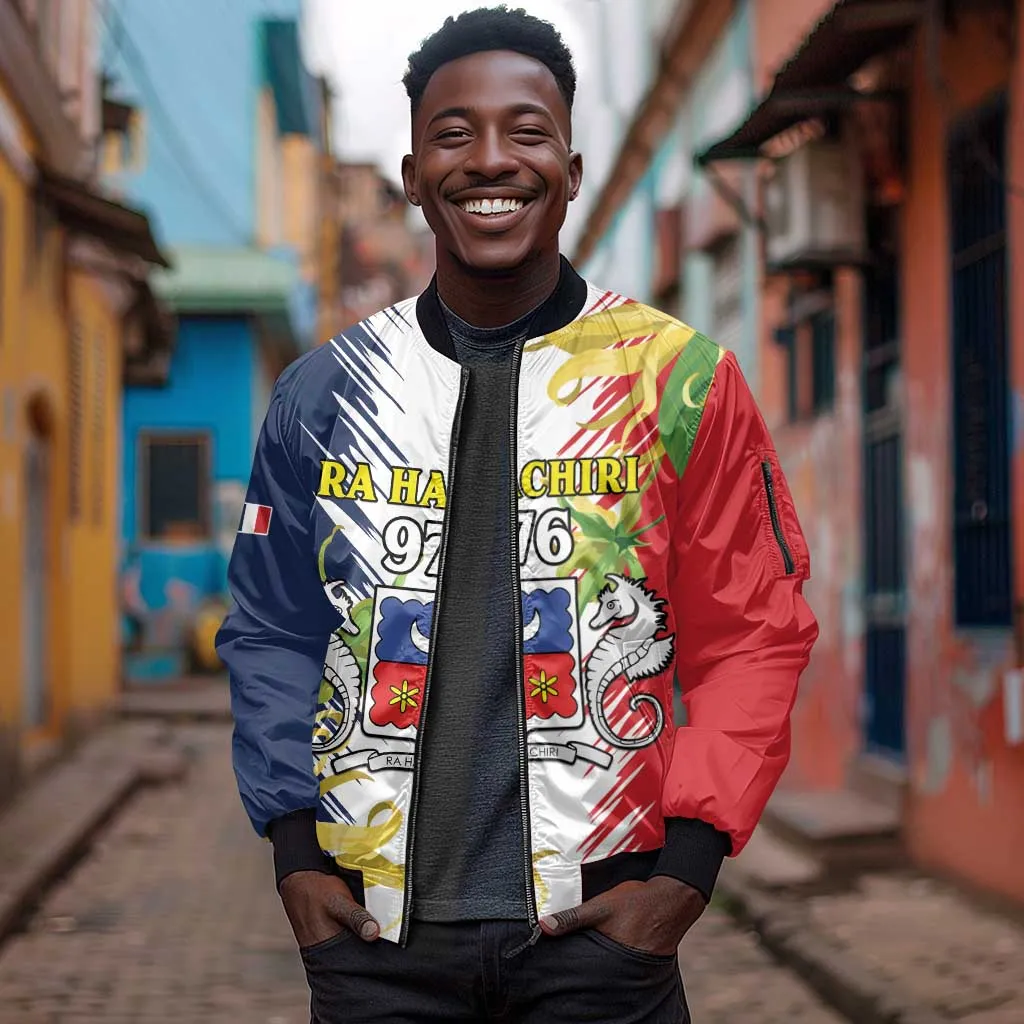 Afro Ra Hachiri 976 Sleeve Zip Bomber Jacket Coat Of Arms France Flag Style LT15