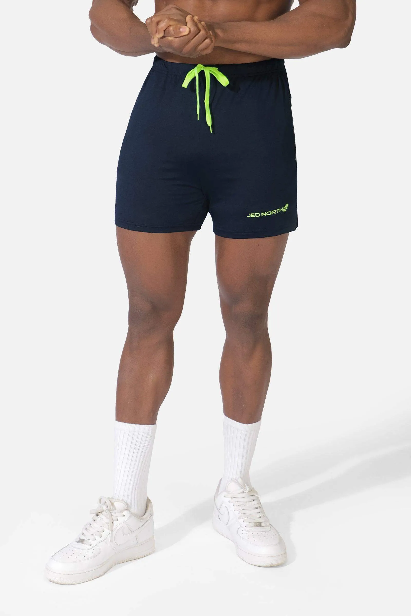 Agile Bodybuilding 4'' Shorts w Zipper Pockets - Navy Blue