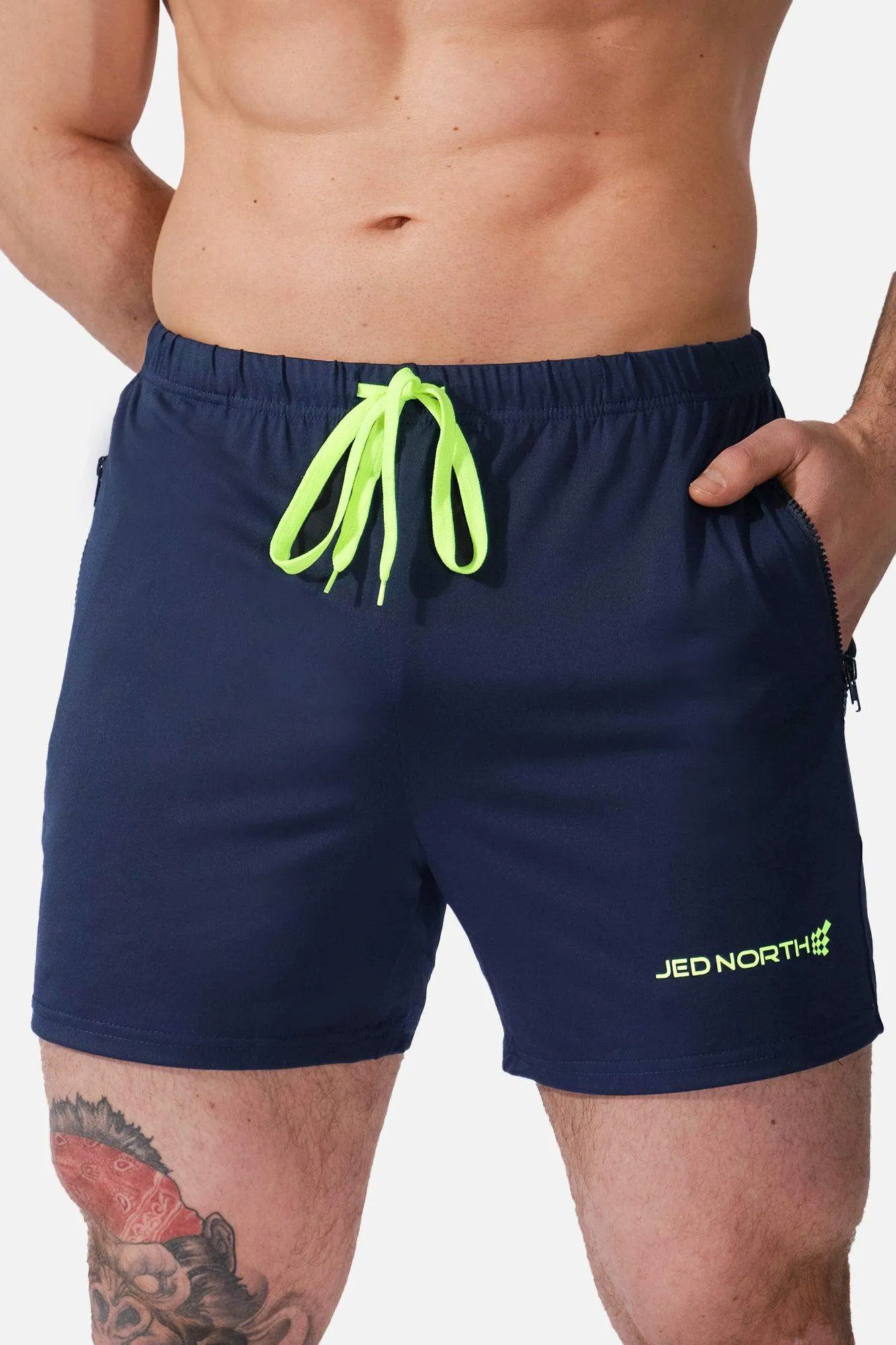 Agile Bodybuilding 4'' Shorts w Zipper Pockets - Navy Blue