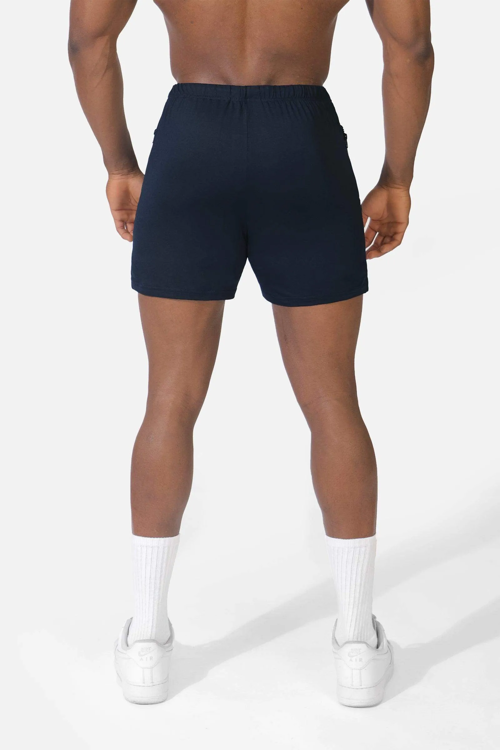 Agile Bodybuilding 4'' Shorts w Zipper Pockets - Navy Blue