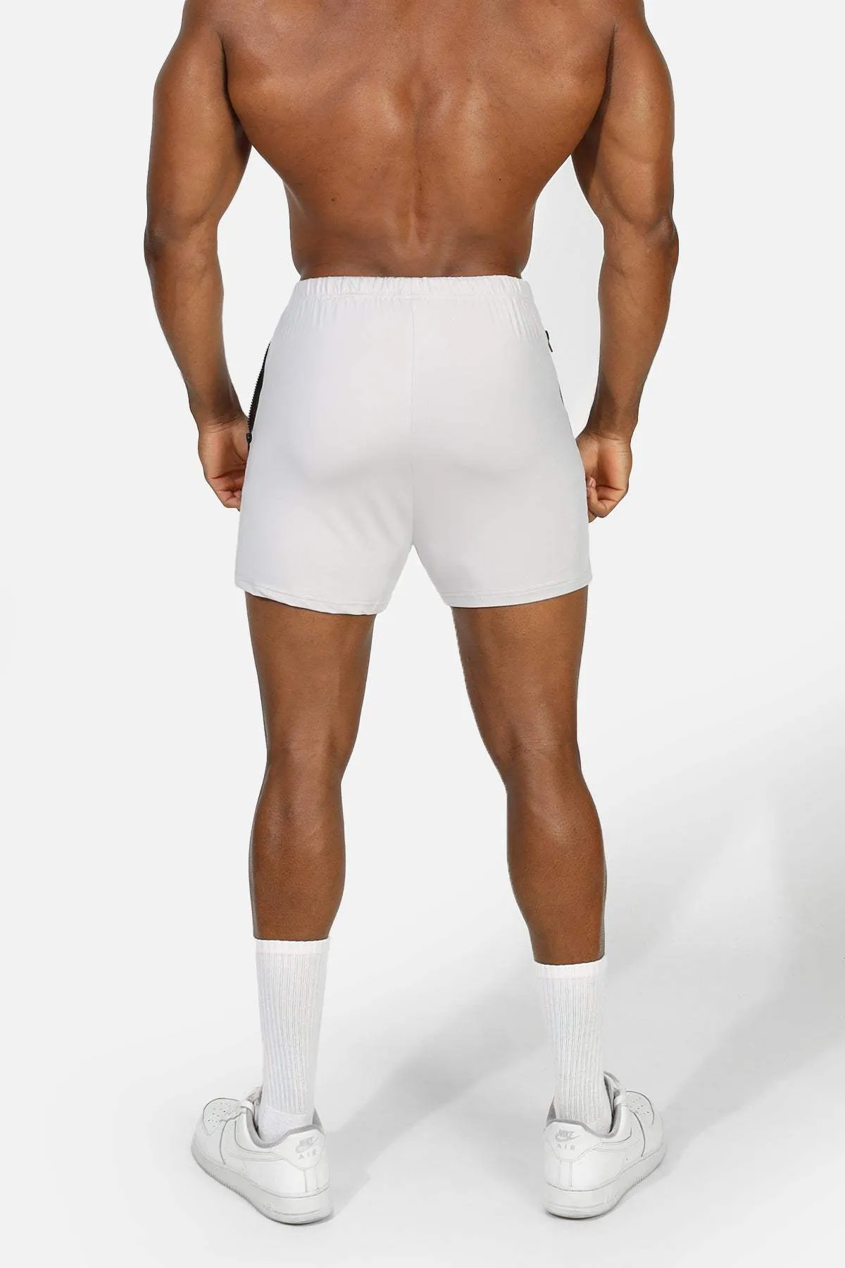 Agile Bodybuilding 4'' Shorts w Zipper Pockets - Platinum Gray
