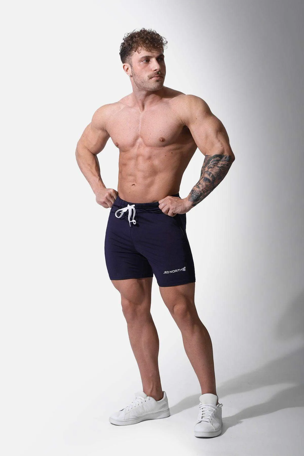 Agile Plus 6.5'' Bodybuilding  Shorts w Zipper Pockets - Navy