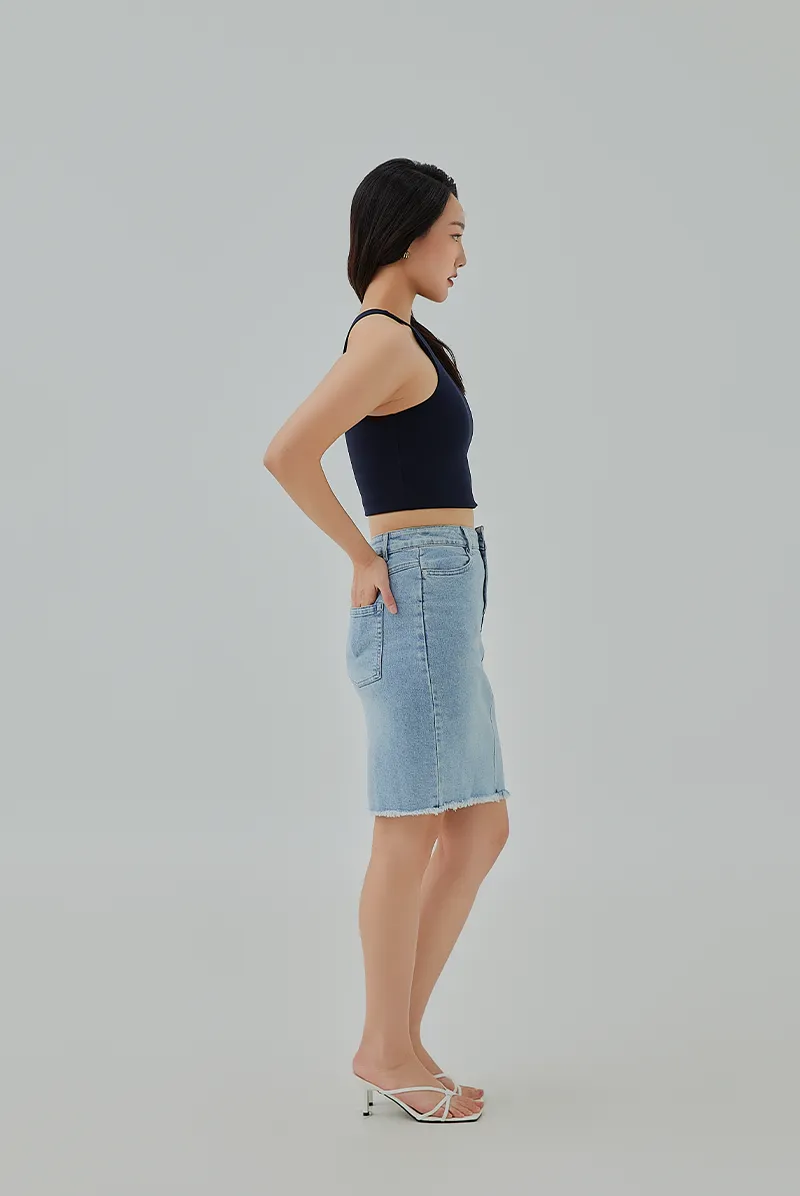 Alberta Denim Pencil Skirt